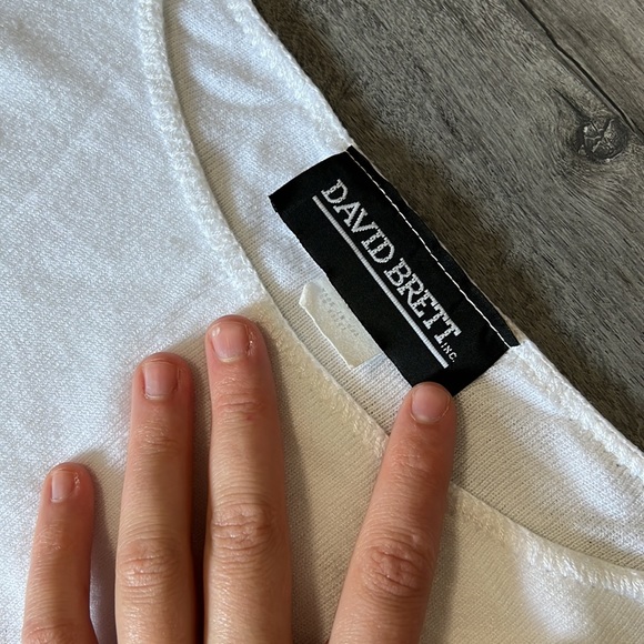 David Brett Vintage 1970’s Stark White Knit Nautical Cardigan Sweater Rayon - Picture 3 of 9